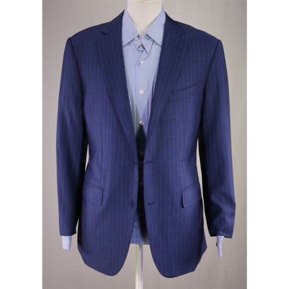 Pal Zileri Current Royal Blue Striped Super 150's Wool 2-Btn Blazer Jacket 40R - Picture 2 of 10